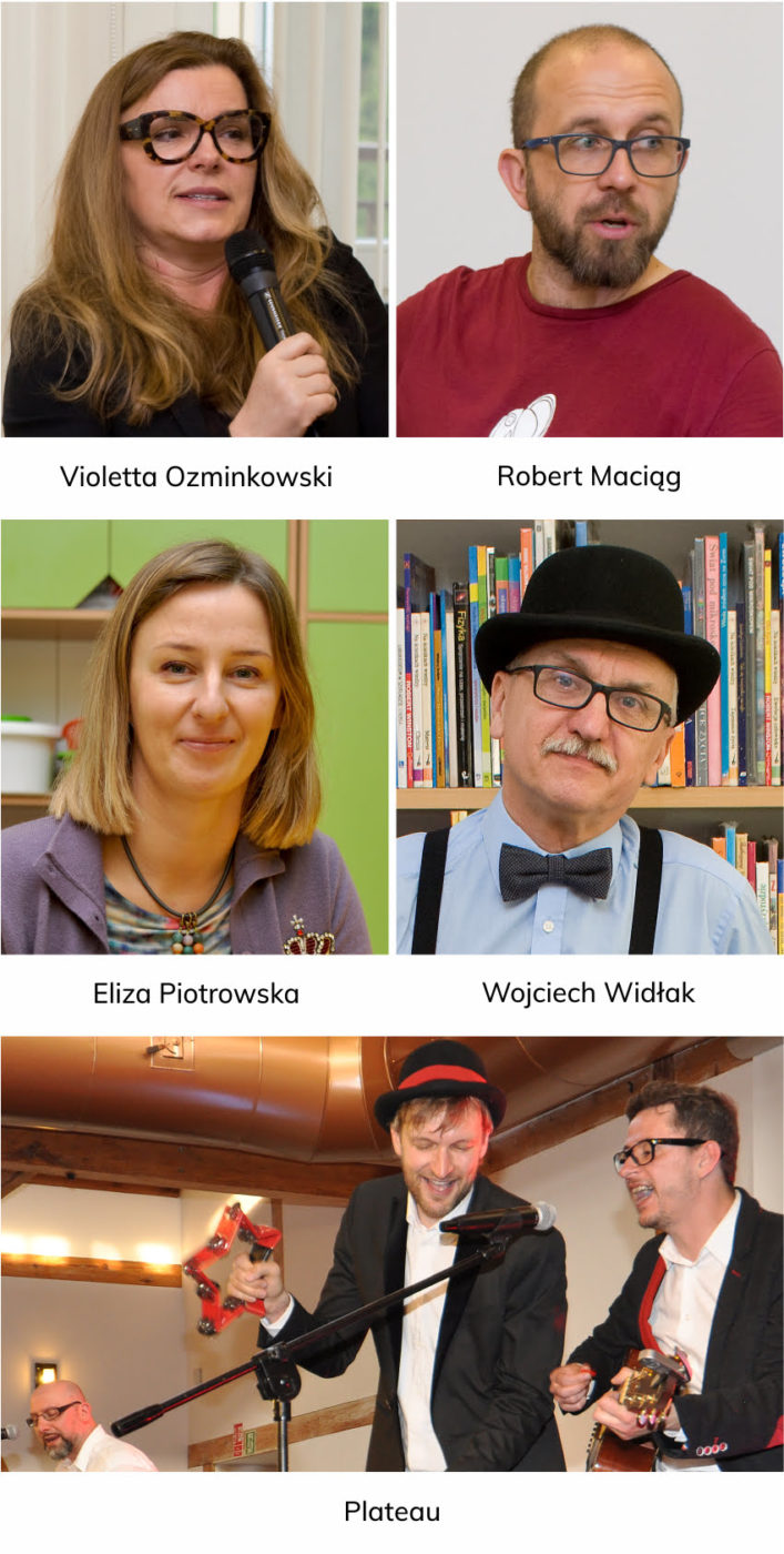 Goście Biblioteki: Violetta Ozminkowski, Robert Maciąg, Eliza Piotrowska, Wojciech Widłak, Plateau