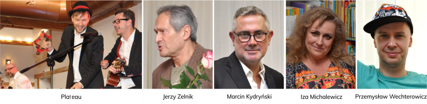 Goście Biblioteki: Plateau, Jerzy Zelnik, Marcin Kydryński, Iza Michalewicz, Przemysław Wechterowicz