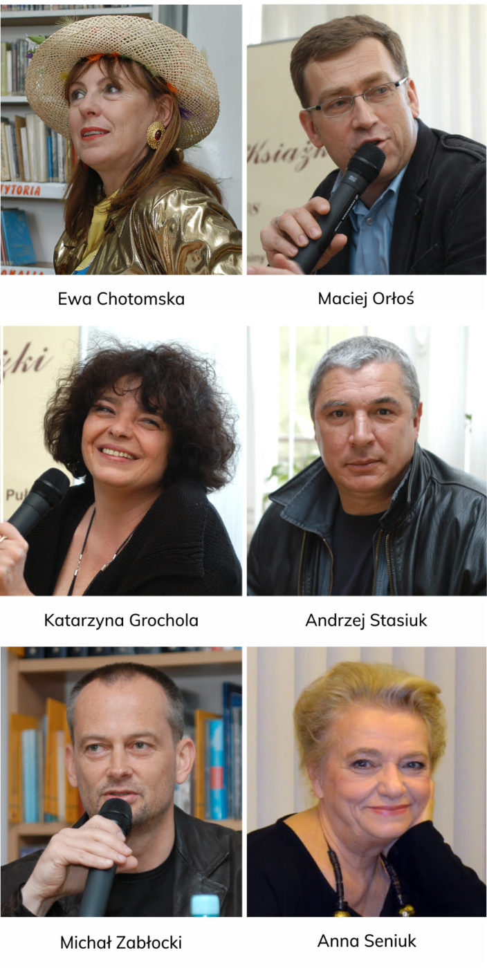 Goście Biblioteki: Ewa Chotomska, Maciej Orłoś, Katarzyna Grochola, Andrzej Stasiuk, Michał Zabłocki, Anna Seniuk