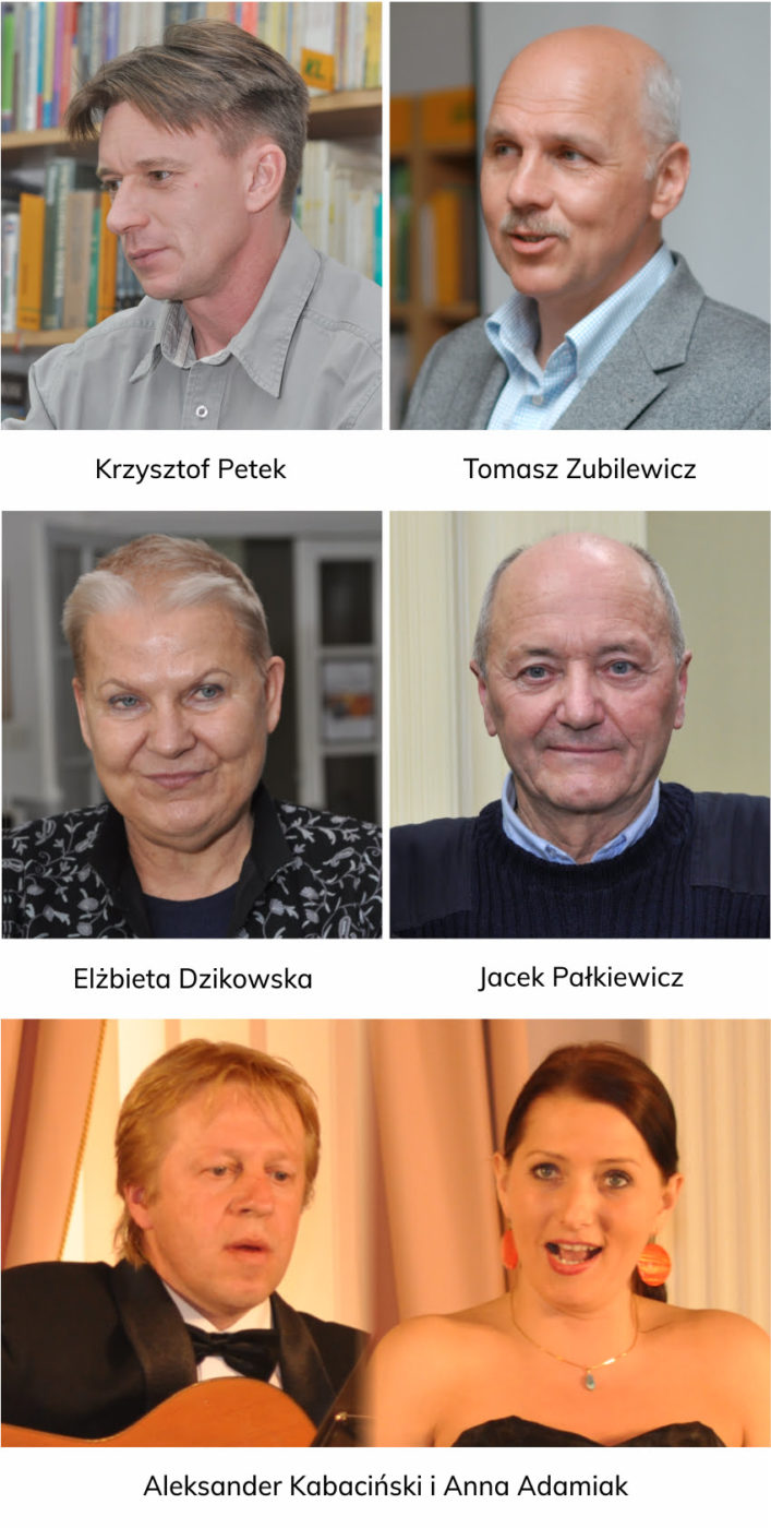 Goście Biblioteki: Krzysztof Petek, Tomasz Zubilewicz, Elżbieta Dzikowska, Jacek Pałkiewicz, Aleksander Kabaciński i Anna Adamiak