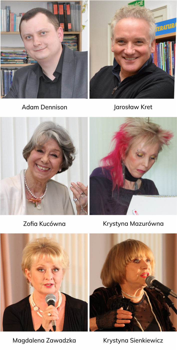 Goście Biblioteki: Adam Dennison, Jarosław Kret, Zofia Kucówna, Krystyna Mazurówna, Magdalena Zawadzka, Krystyna Sienkiewicz