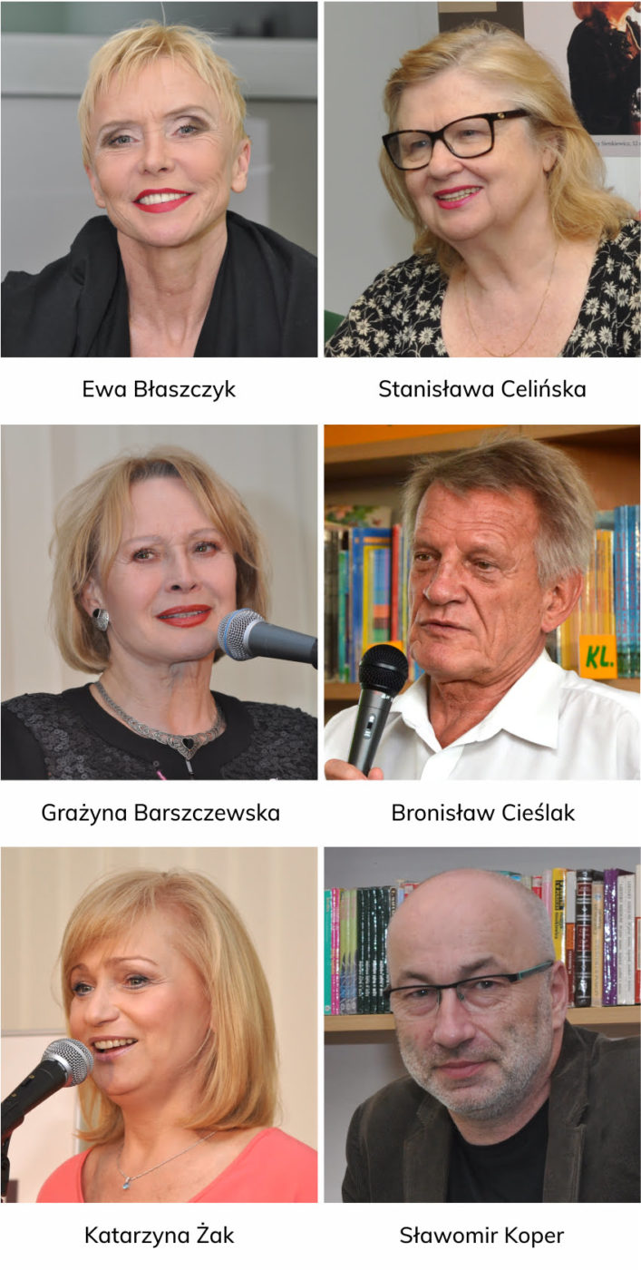 Goście Biblioteki: Ewa Błaszczyk, Stanisława Celińska, Grażyna Barszczewska, Bronisław Cieślak, Katarzyna Żak, Sławomir Koper