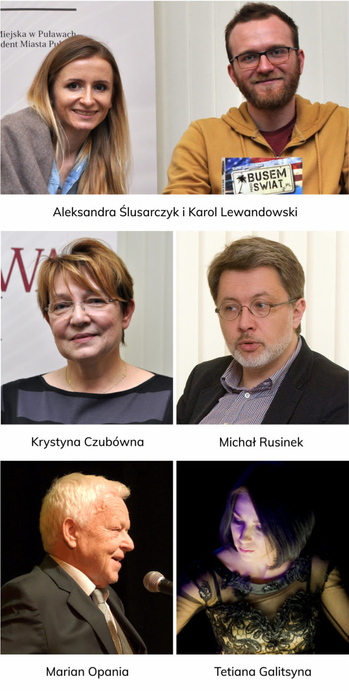 Goście Biblioteki: Aleksandra Ślusarczyk i Karol Lewandowski, Krystyna Czubówna, Michał Rusinek, Marian Opania, Tetiana Galitsyna