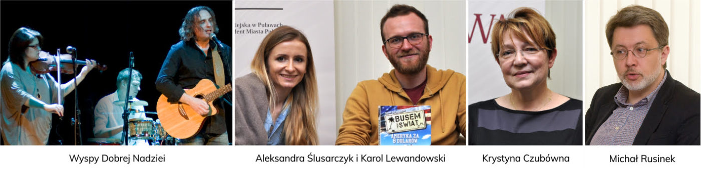 Goście Biblioteki: Wyspy Dobrej Nadziei, Aleksandra Ślusarczyk i Karol Lewandowski, Krystyna Czubówna, Michał Rusinek