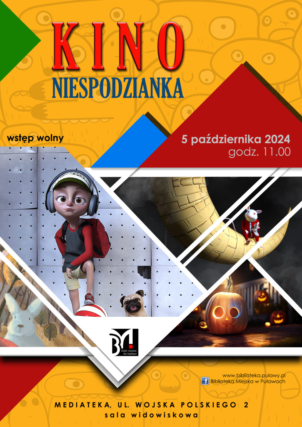 Kin Niespodzianka - seans rodzinny. 5 października 2024 r., godz. 11.00. mediateka, ul. Wojska Polskiego 2, sala widowiskowa