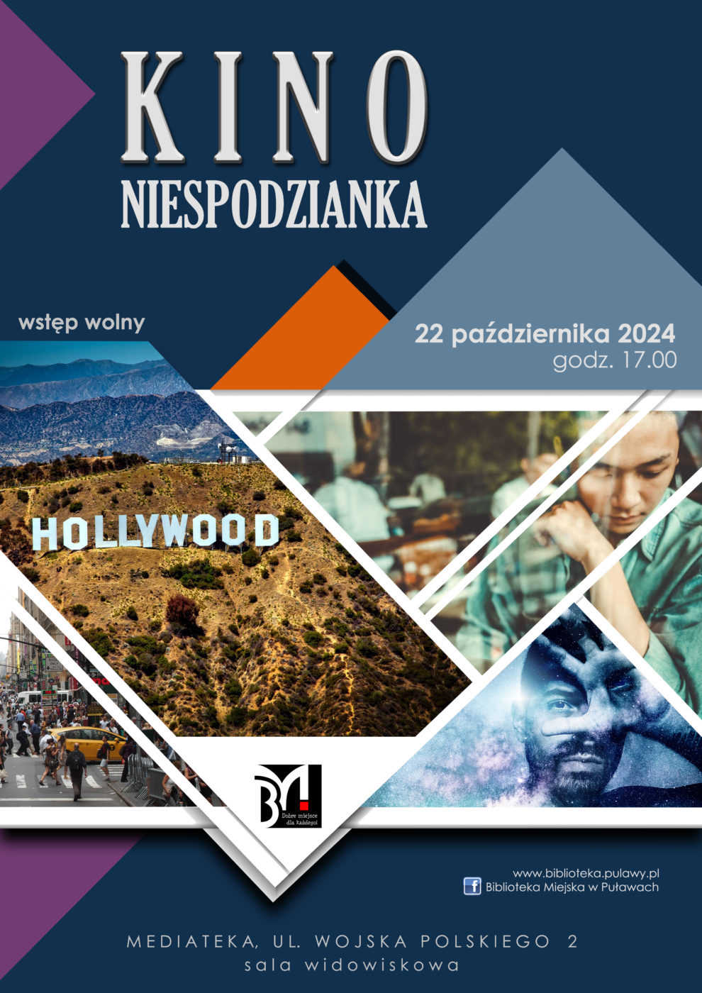 Kino Niespodzianka - seans dla dorosłych. 22 października 2024 r., godz. 17.00. Mediateka ul. Wojska Polskiego 2 (sala widowiskowa). 