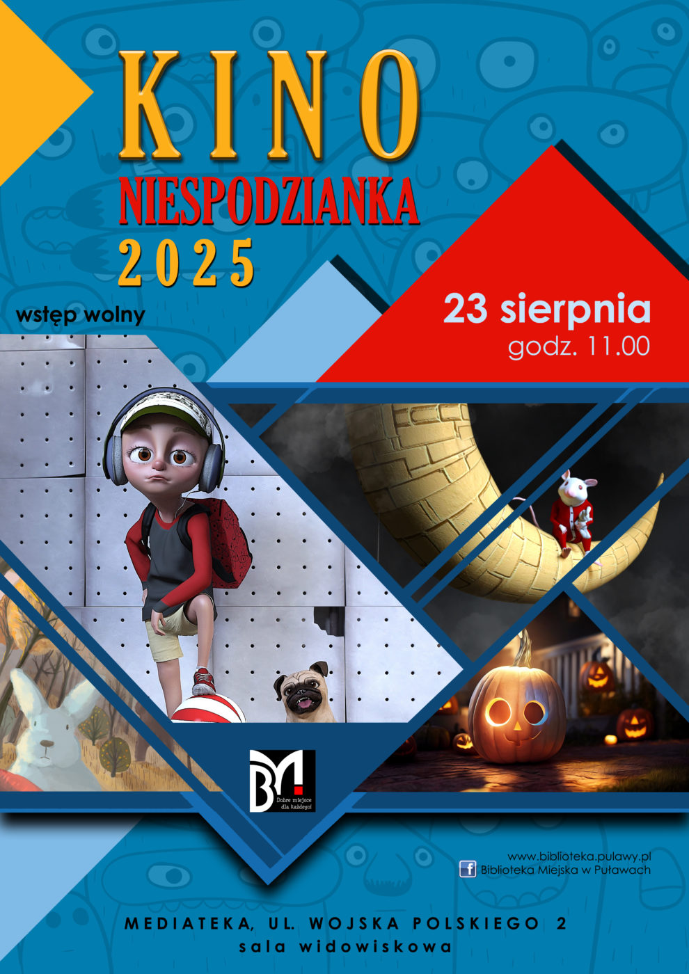 Kino Niespodzianka - seans dla dzieci. 23 sierpnia 2025 r., godz 11.00. mediateka ul. Wojska Polskiego 2.