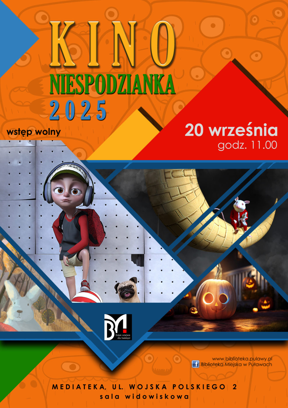Kino Niespodzianka - seans rodzinny. 20 września 2025 r., godz. 11.00. Mediateka ul. Wojska Polskiego 2, sala widowiskowa
